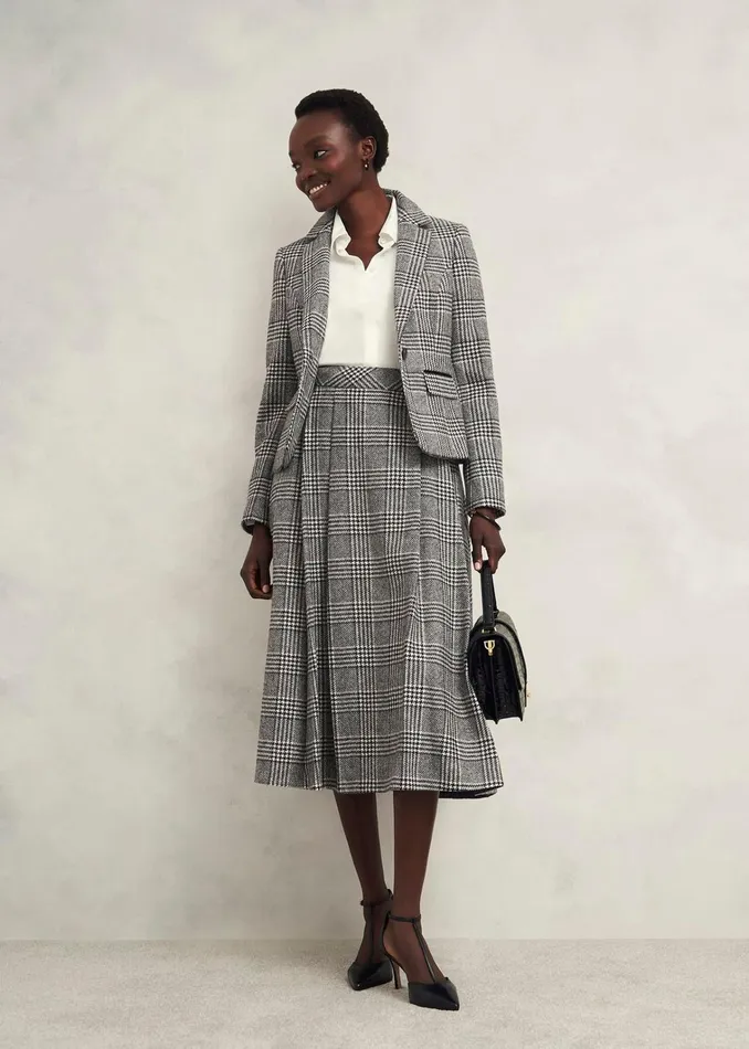 Women Brea Wool Full Skirt Black White Hobbs Skirts