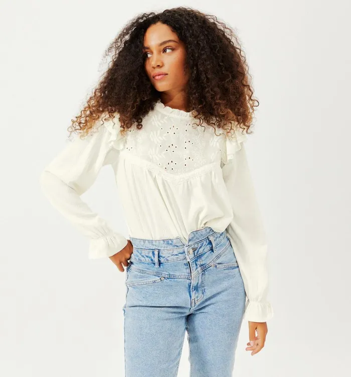 Women Broderie Anglaise Blouse 8211 Ecru Promod Shirts And Tunics