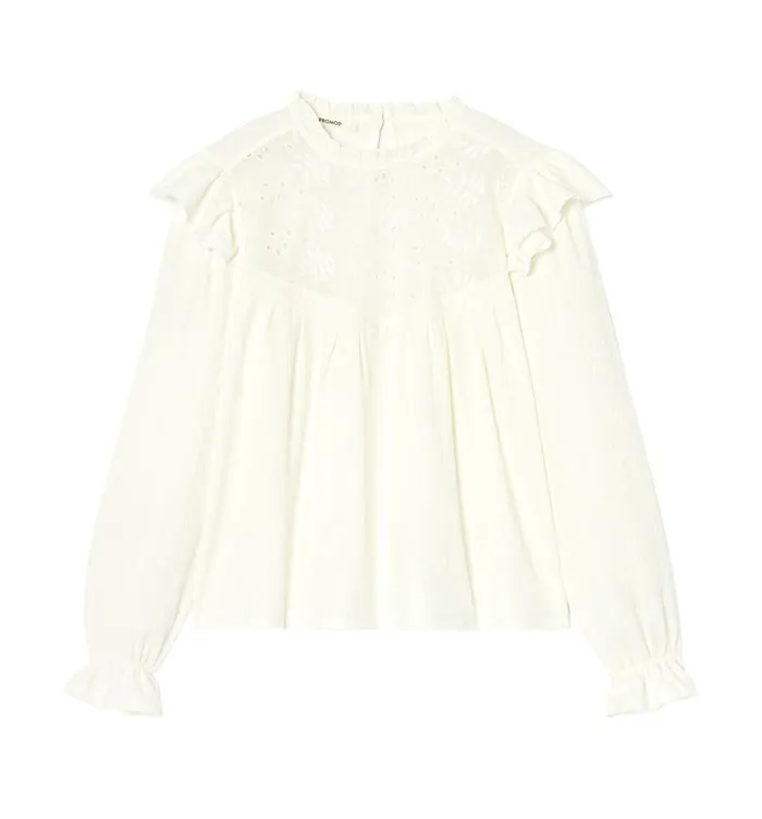 Women Broderie Anglaise Blouse 8211 Ecru Promod Shirts And Tunics Women Broderie Anglaise Blouse 8211 Ecru Promod Shirts And Tunics