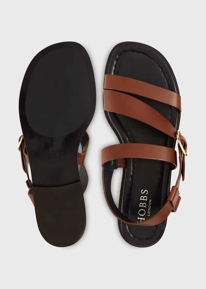 Women Brooke Leather Sandals Tan Hobbs Flats