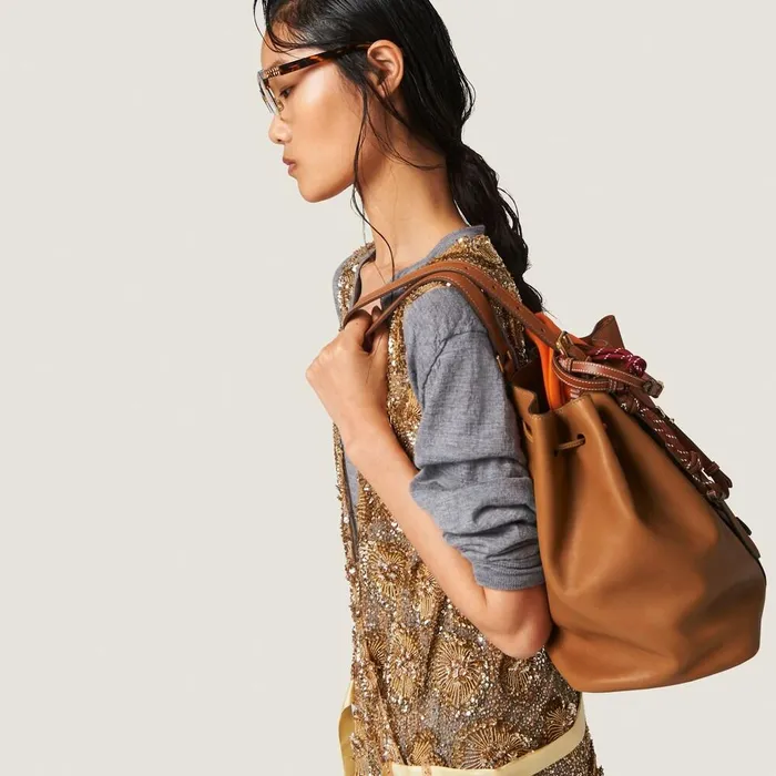 Women Bucket Bags Miu Miu Leather Bucket Bag Cognac Women Bucket Bags Miu Miu Leather Bucket Bag Cognac