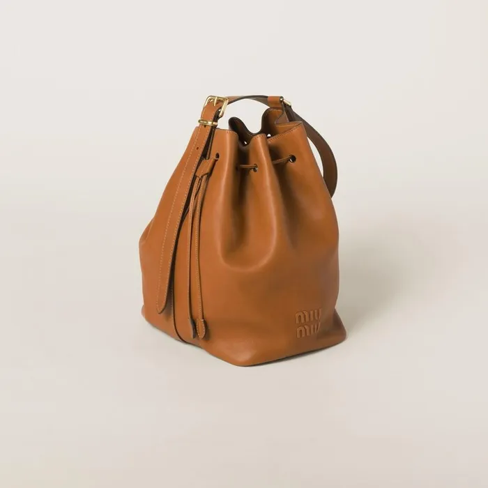 Women Bucket Bags Miu Miu Leather Bucket Bag Cognac Women Bucket Bags Miu Miu Leather Bucket Bag Cognac