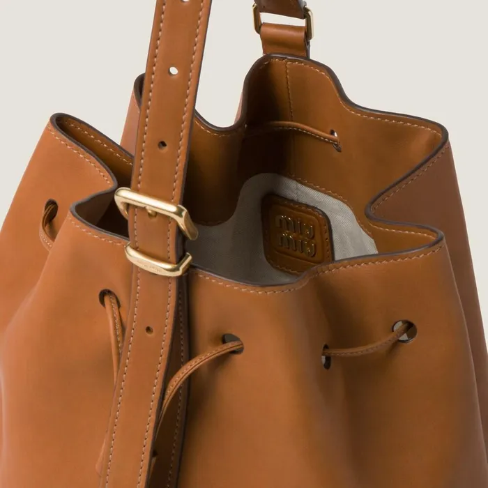 Women Bucket Bags Miu Miu Leather Bucket Bag Cognac Women Bucket Bags Miu Miu Leather Bucket Bag Cognac