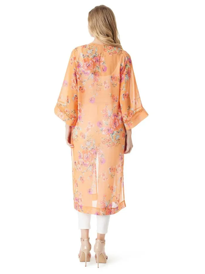 Women Caelan Kimono In Watercolor Roses Jessica Simpson Jackets Blazers and Kimonos