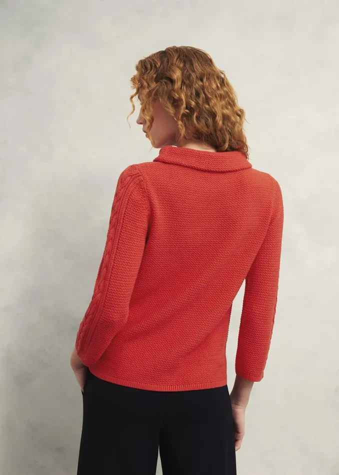 Women Camilla Cotton Jumper Scarlet Red Hobbs Jumpers and Cardigans