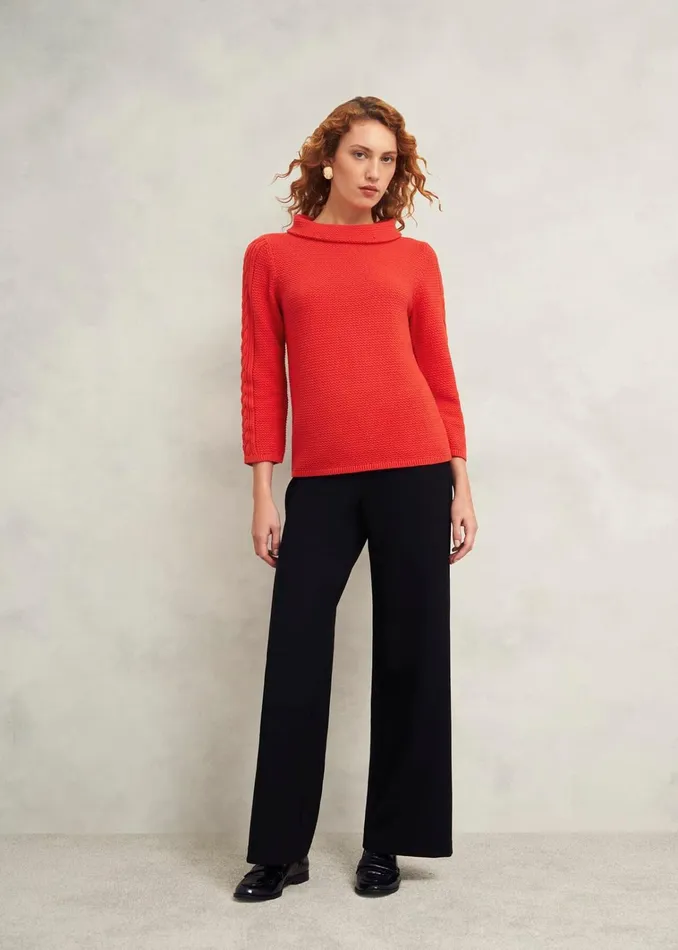 Women Camilla Cotton Jumper Scarlet Red Hobbs Jumpers and Cardigans