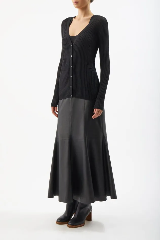Women Cardigans Gabriela Hearst Emma Pointelle Knit Cardigan In Black Cashmere Silk