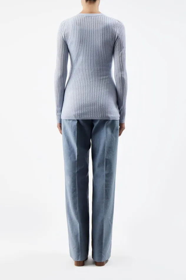 Women Cardigans Gabriela Hearst Homer Pointelle Knit Cardigan In Halogen Blue Cashmere Silk
