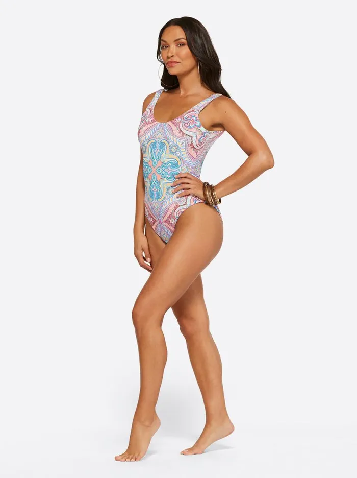 Women Carnival In Rio Reversible One Piece In Cool Multi Jessica Simpson Swim