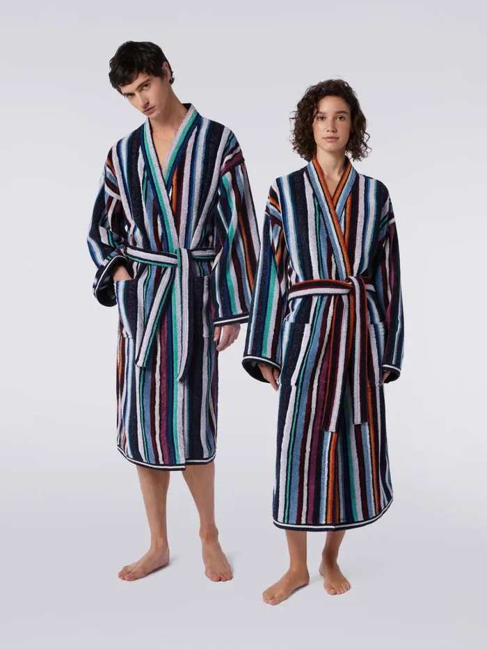Women Chandler Terry Bathrobe With Lurex Blue Missoni Bathrobes