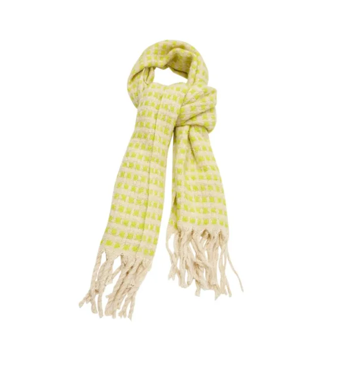 Women Checkered Scarf 8211 Yellow Promod Scarves