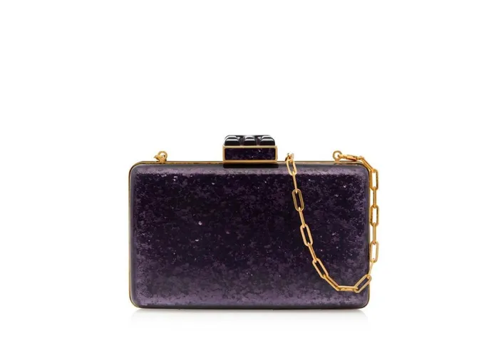 Women Clutches Tom Ford Glitter Plexiglass 001 Lock Minaudiere Dahlia
