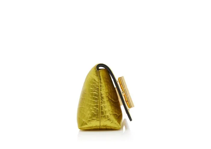 Women Clutches Tom Ford Metallic Stamped Leather Natalia Mini Bag Mimosa
