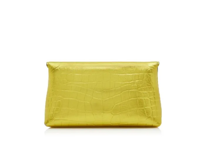 Women Clutches Tom Ford Metallic Stamped Leather Natalia Mini Bag Mimosa