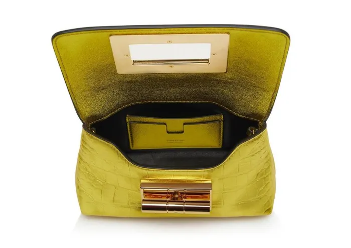Women Clutches Tom Ford Metallic Stamped Leather Natalia Mini Bag Mimosa