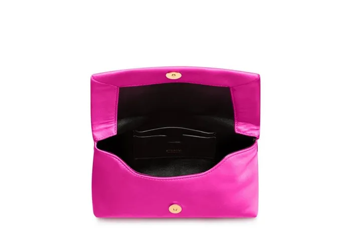 Women Clutches Tom Ford Satin Label Mini Chain Bag Hot Pink