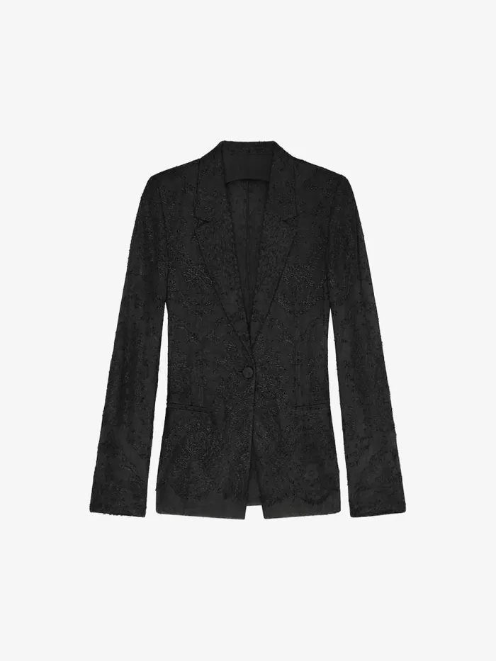 Women Coats and Jackets Givenchy Jacket In Lace And Silk Black
