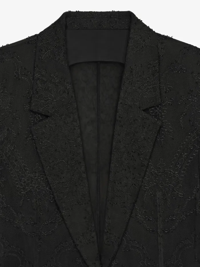Women Coats and Jackets Givenchy Jacket In Lace And Silk Black