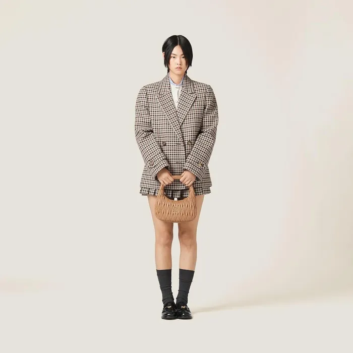 Women Coats And Jackets Miu Miu Doublebreasted Houndstooth Check Jacket Sandtobacco Women Coats And Jackets Miu Miu Doublebreasted Houndstooth Check Jacket Sandtobacco