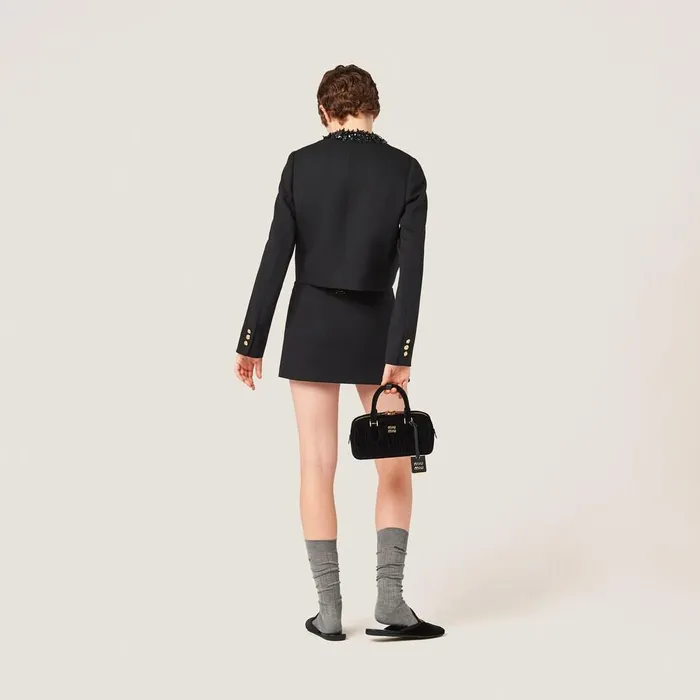Women Coats And Jackets Miu Miu Embroidered Singlebreasted Grain De Poudre Jacket Black Women Coats And Jackets Miu Miu Embroidered Singlebreasted Grain De Poudre Jacket Black