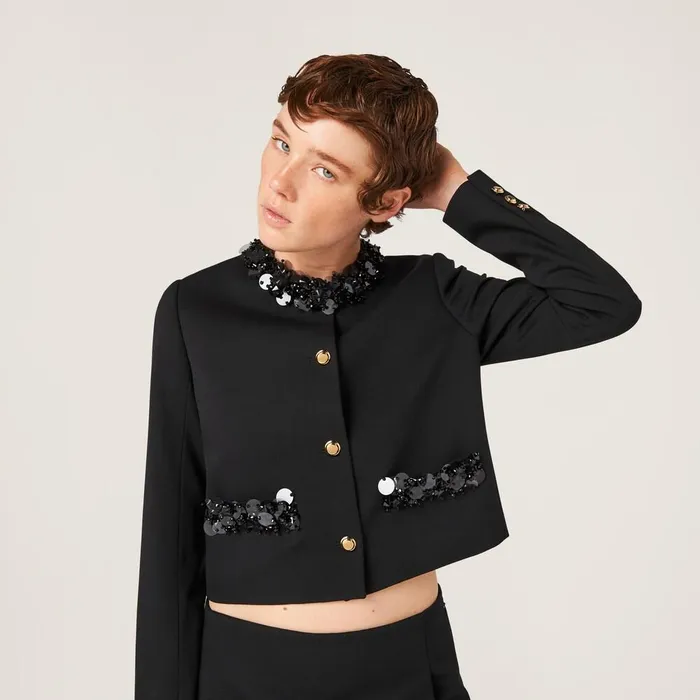 Women Coats And Jackets Miu Miu Embroidered Singlebreasted Grain De Poudre Jacket Black Women Coats And Jackets Miu Miu Embroidered Singlebreasted Grain De Poudre Jacket Black