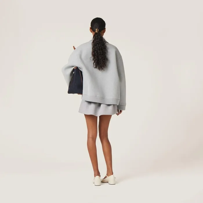 Women Coats And Jackets Miu Miu Jersey Blouson Jacket Grey Women Coats And Jackets Miu Miu Jersey Blouson Jacket Grey