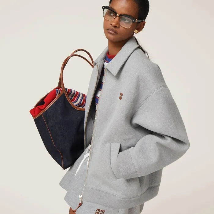 Women Coats And Jackets Miu Miu Jersey Blouson Jacket Grey Women Coats And Jackets Miu Miu Jersey Blouson Jacket Grey