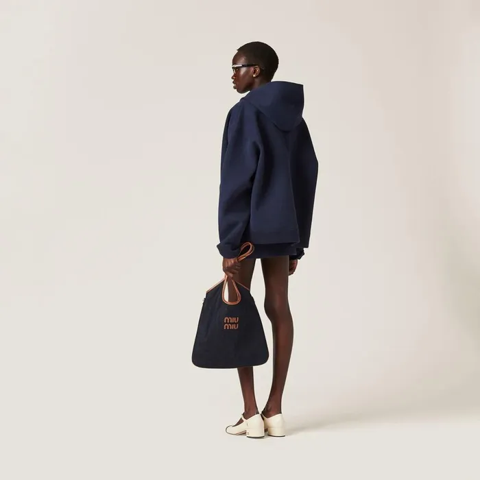 Women Coats And Jackets Miu Miu Jersey Hoodie Jacket Navy Women Coats And Jackets Miu Miu Jersey Hoodie Jacket Navy