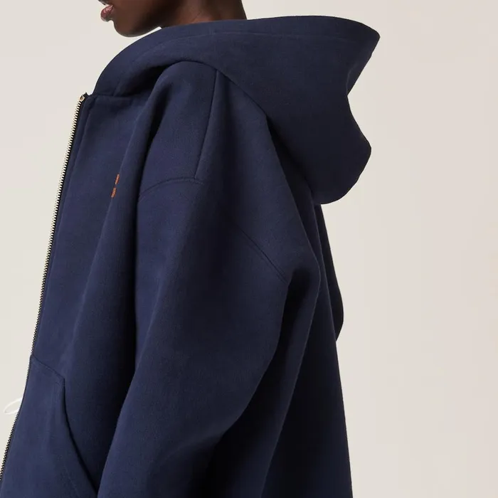 Women Coats And Jackets Miu Miu Jersey Hoodie Jacket Navy Women Coats And Jackets Miu Miu Jersey Hoodie Jacket Navy