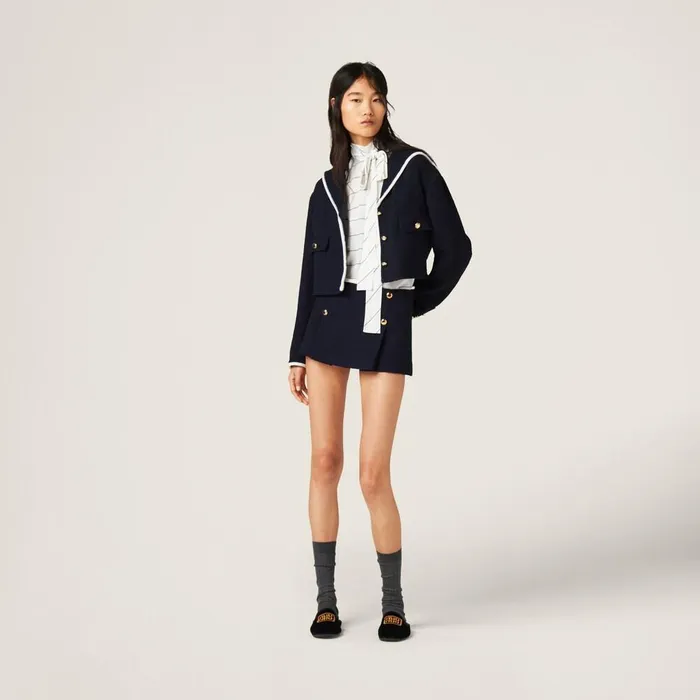 Women Coats And Jackets Miu Miu Singlebreasted Tweed Jacket Navy Women Coats And Jackets Miu Miu Singlebreasted Tweed Jacket Navy