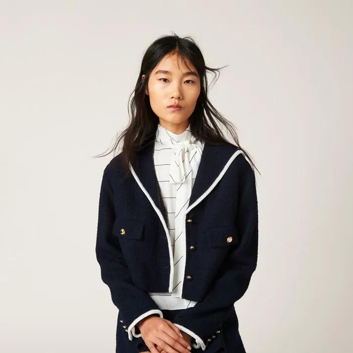 Women Coats And Jackets Miu Miu Singlebreasted Tweed Jacket Navy Women Coats And Jackets Miu Miu Singlebreasted Tweed Jacket Navy