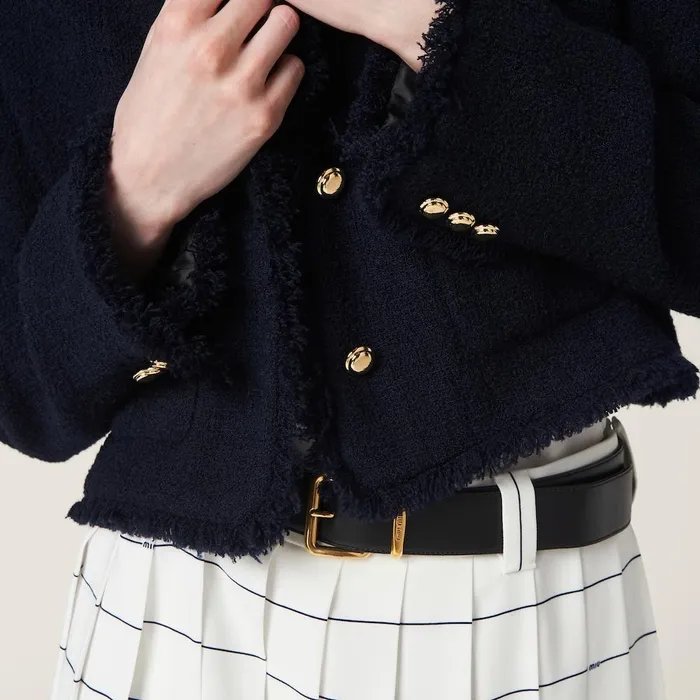 Women Coats And Jackets Miu Miu Singlebreasted Tweed Jacket Navy Women Coats And Jackets Miu Miu Singlebreasted Tweed Jacket Navy
