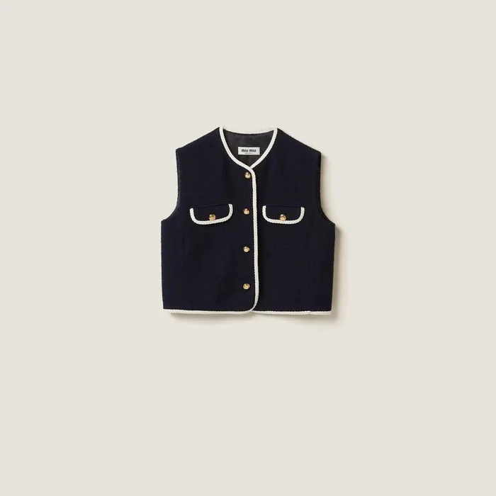 Women Coats And Jackets Miu Miu Singlebreasted Tweed Vest Navy