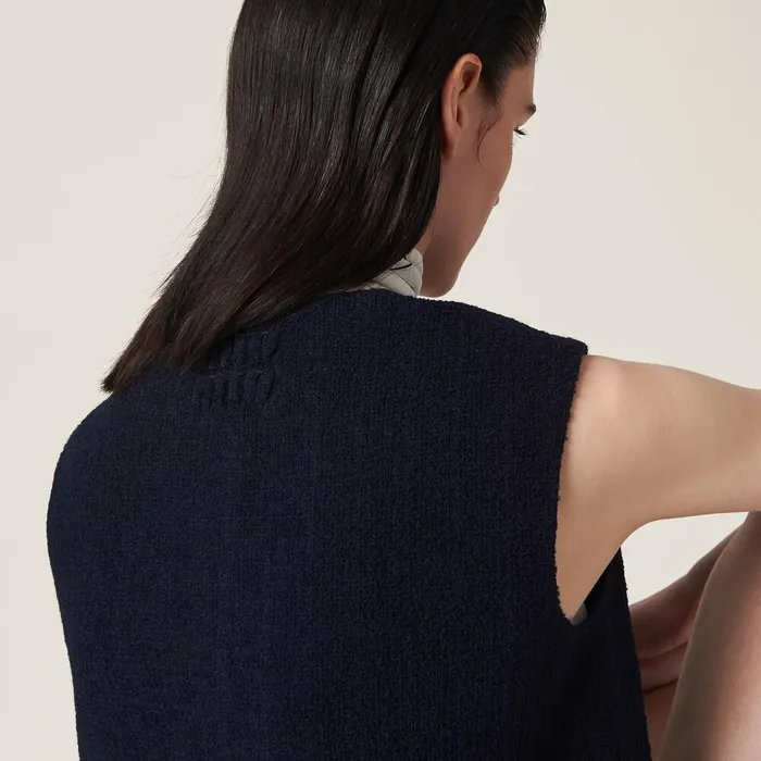 Women Coats And Jackets Miu Miu Singlebreasted Tweed Vest Navy