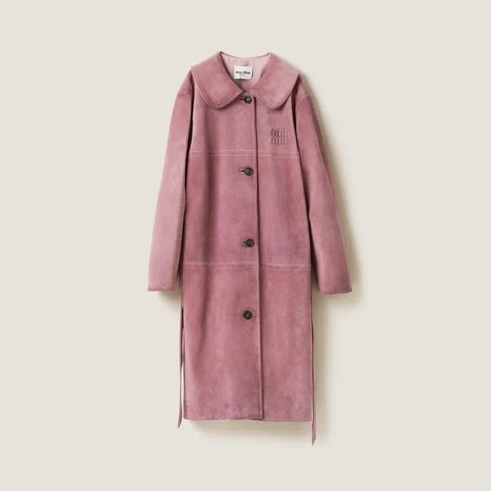 Women Coats And Jackets Miu Miu Suede Coat Raspberry