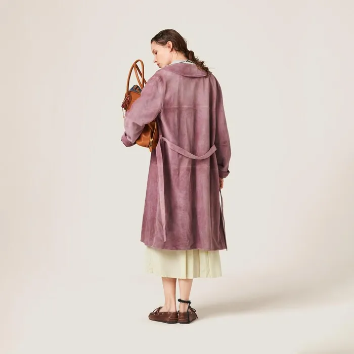 Women Coats And Jackets Miu Miu Suede Coat Raspberry Women Coats And Jackets Miu Miu Suede Coat Raspberry