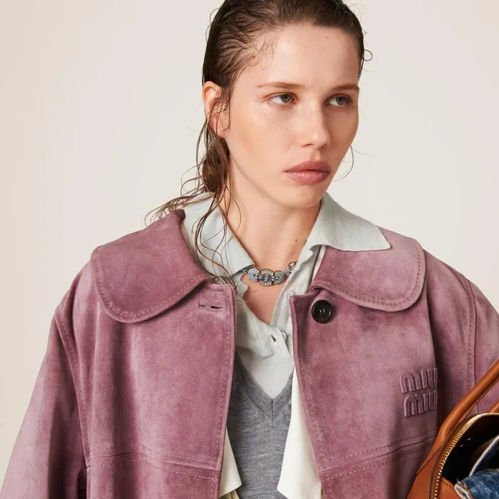 Women Coats And Jackets Miu Miu Suede Coat Raspberry Women Coats And Jackets Miu Miu Suede Coat Raspberry