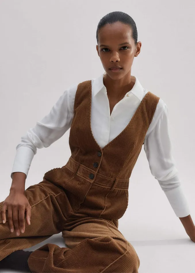 Women Cord WideLeg Layering Jumpsuit Caramel MEEM