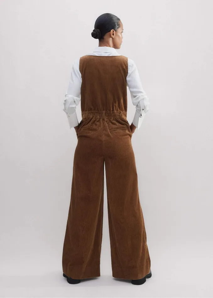 Women Cord WideLeg Layering Jumpsuit Caramel MEEM