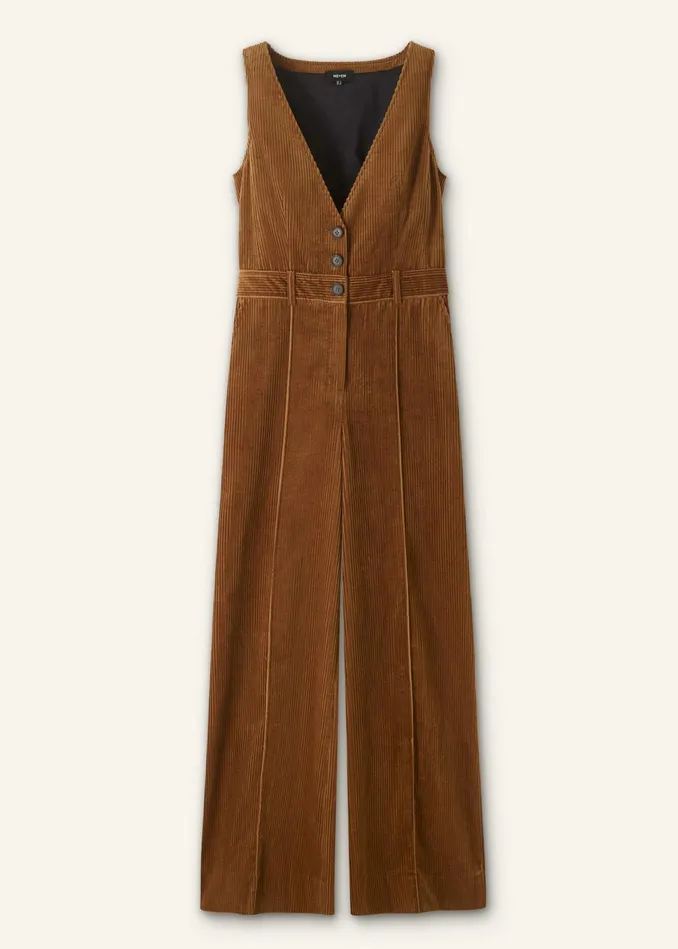 Women Cord WideLeg Layering Jumpsuit Caramel MEEM