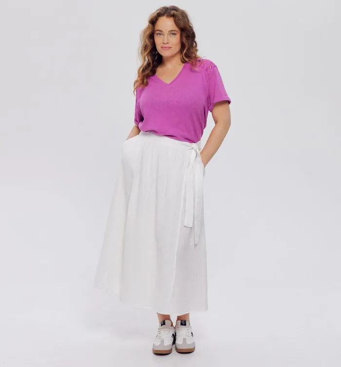 Women Cotton Gauze Skirt 8211 Ecru Promod Skirts