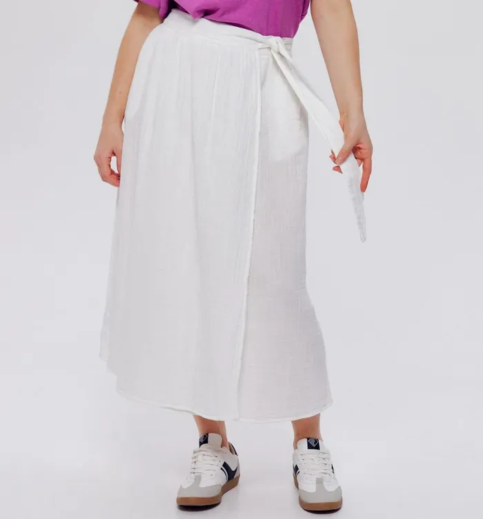 Women Cotton Gauze Skirt 8211 Ecru Promod Skirts