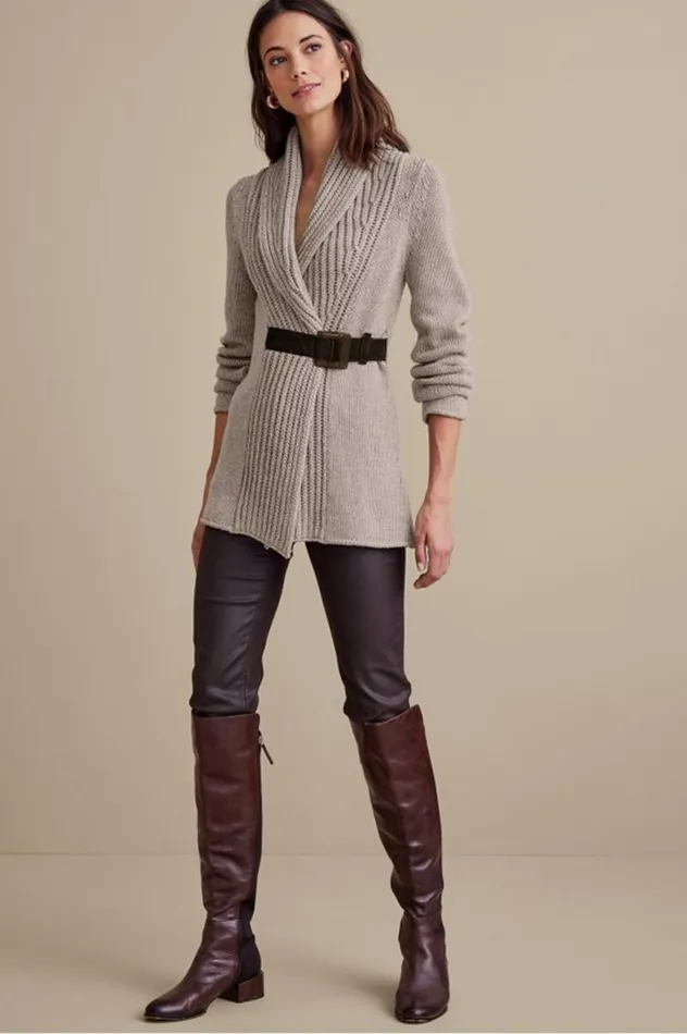 Women Country Weekend Sweater Taupe Soft Surroundings Tops