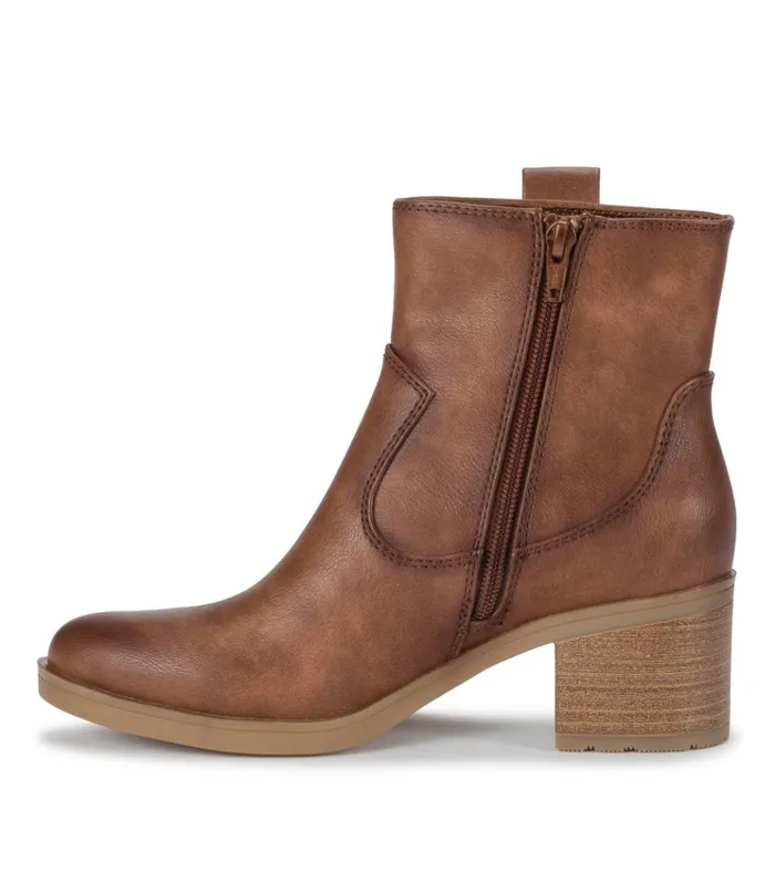 Women Covina Block Heel Bootie Brush Brown Baretraps Booties