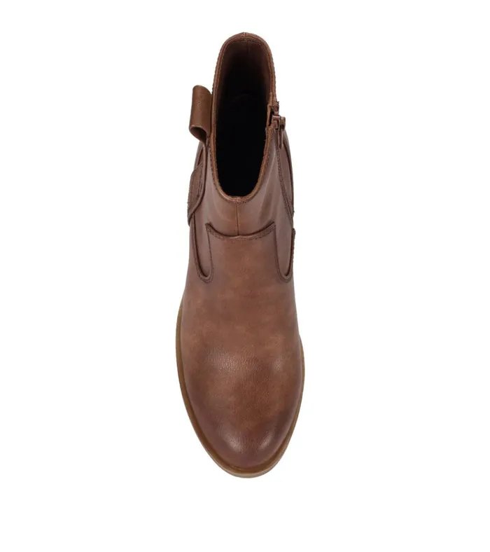 Women Covina Block Heel Bootie Brush Brown Baretraps Booties