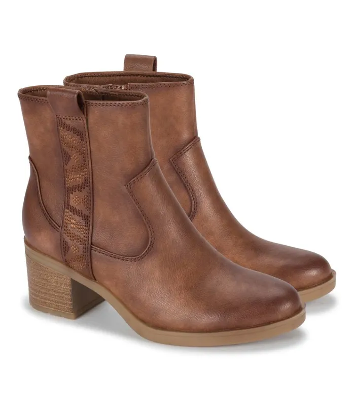 Women Covina Block Heel Bootie Brush Brown Baretraps Booties