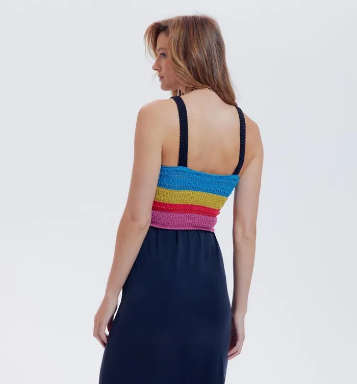Women Crochet Crop Top 8211 Multicolour Stripes Promod Tops Women Crochet Crop Top 8211 Multicolour Stripes Promod Tops