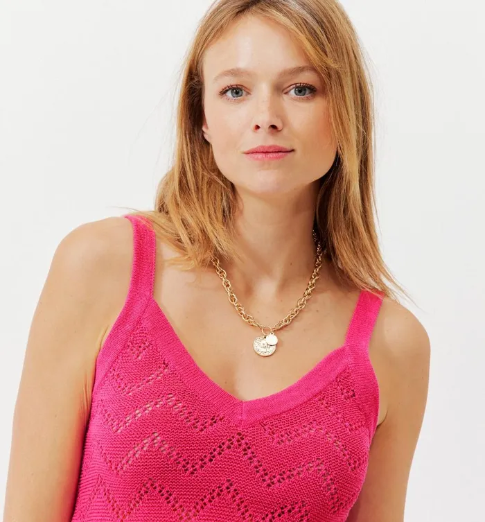 Women Crochet Style Top 8211 Violet Promod Tops Women Crochet Style Top 8211 Violet Promod Tops