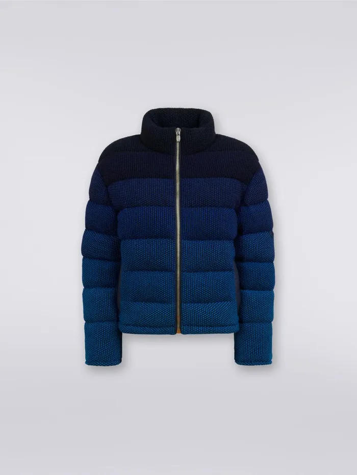 Women Cropped Jacket In Dgrad Padded Cotton Blend Black and Blue Missoni Sport