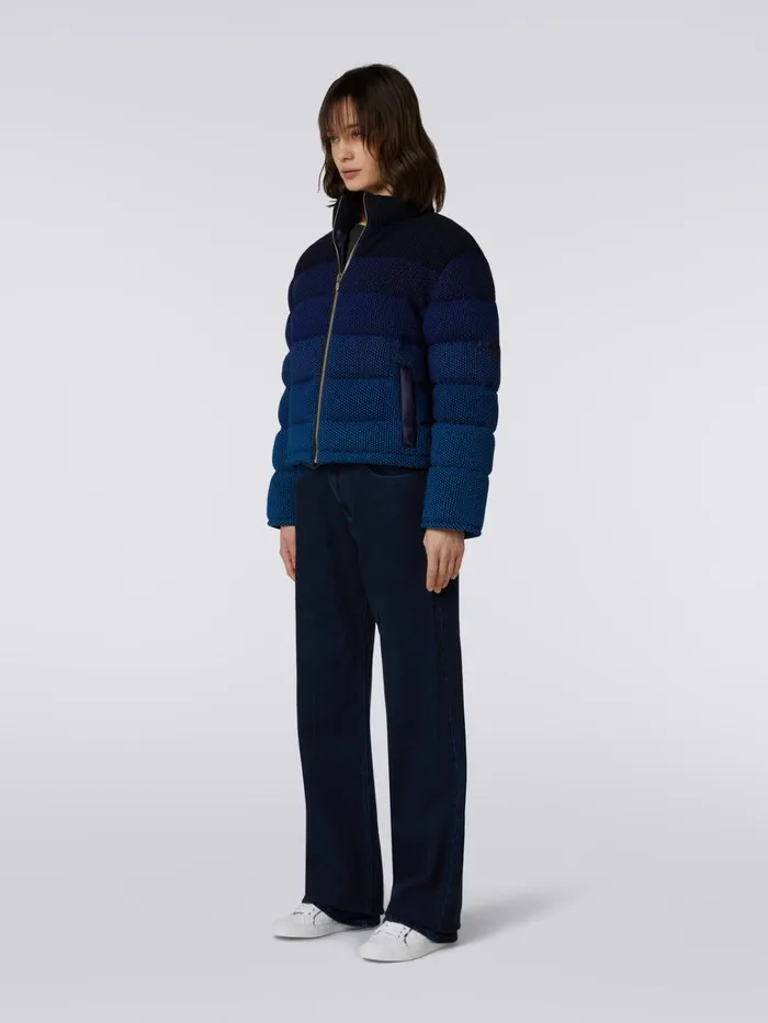 Women Cropped Jacket In Dgrad Padded Cotton Blend Black and Blue Missoni Sport Women Cropped Jacket In Dgrad Padded Cotton Blend Black and Blue Missoni Sport